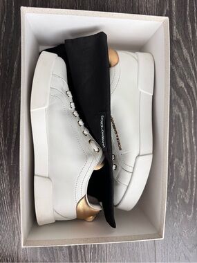 Dolce & Gabbana Calfskin nappa Portofino sneakers with lettering Size 41